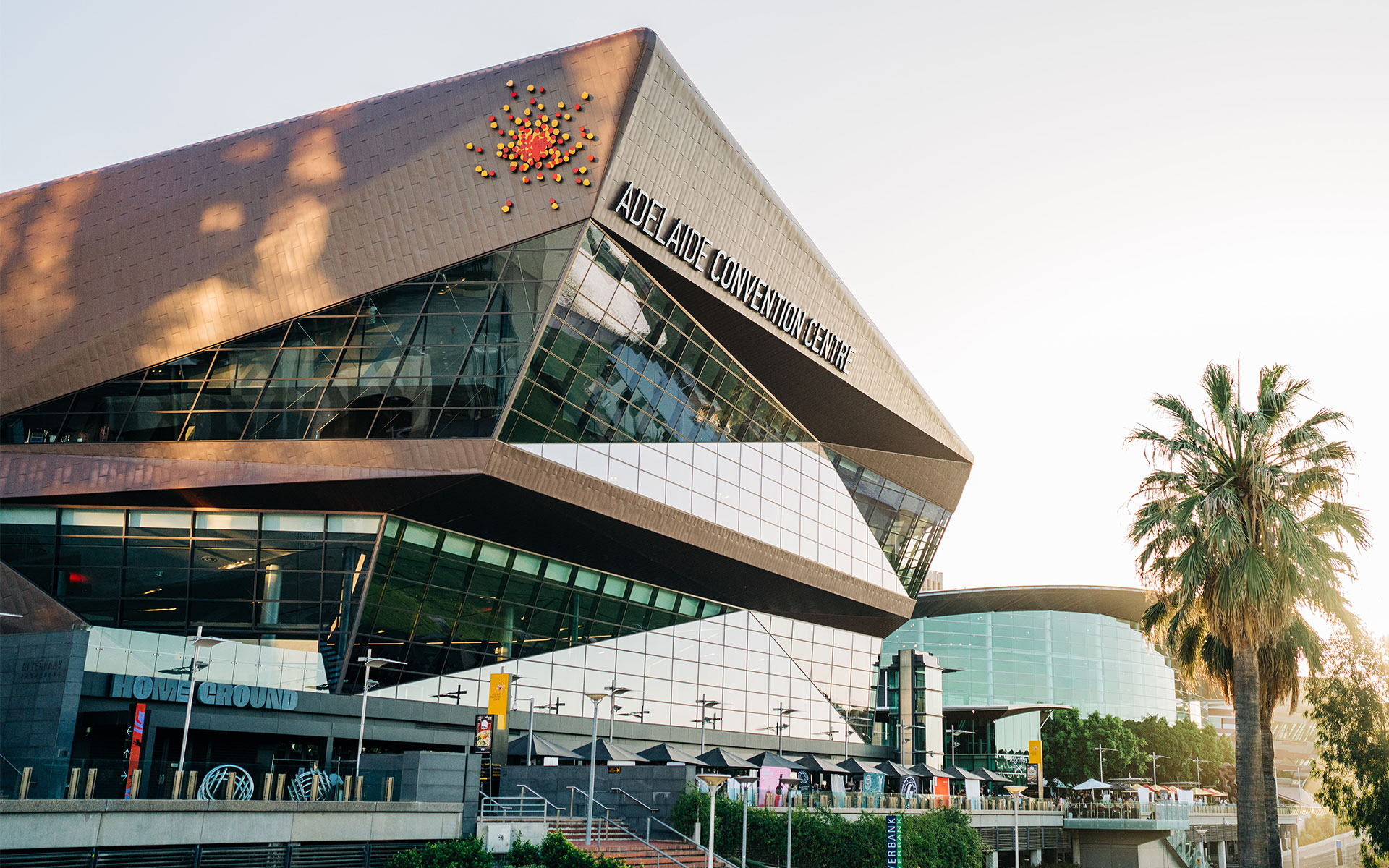 Adelaide Convention Centre with Spirit Fest taking place on the promenade